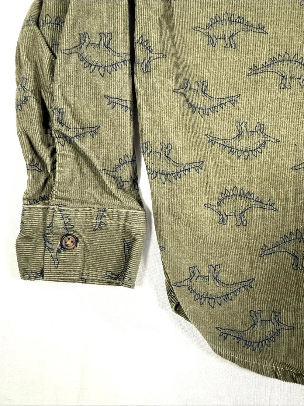 CARTER’S Boys Stegosaurus Dinosaur Corduroy Shirt 5T Cottagecore Outdoorsy Retro